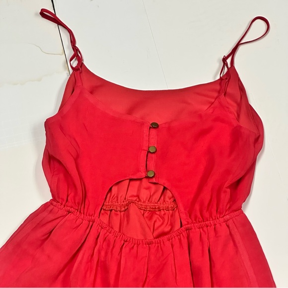 love, Fire Red Maxi Dress with Geometric Hem - Picture 4 of 7